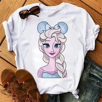Kawaii Disney Cartoon Princess Naiste t-särgid Naine Grunge Ulzzang Tshirt Laste Y2K Tops Mood Naine Pluusid 2023 Riided