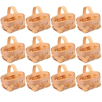 12tk puiduhakke Mini Korvid Käsitsi Punutud Korvid Kaunistused Candy Ladustamise Kasti