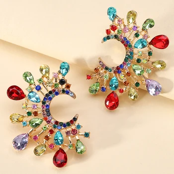 Bohemian Värviline Kristall Simuleeritud Pearl Ringi Hoop Kõrvarõngad On Naiste Trendikas Luksus Kvaliteediga Kordumatu Võlu Avaldus Ehted