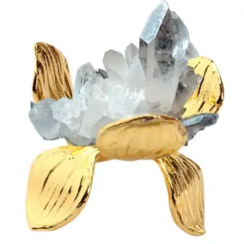 Kristall Kera Seista Metallist Lotus Ekraan Omanik Dekoratiivsed Vitriin Jaoks Kristall Pallid Korallid Kivimid Mineraalid Avärav Viilud
