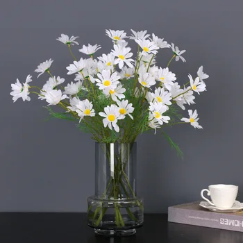 10tk 5 Pea Daisy Kunstlik Silk Flower Kodu Kaunistamiseks Aed Lill Seina Pulmad Decor Hotel Kuvada Võltsitud Lilled Vanik