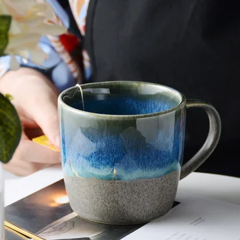 Jaapani-stiilis Vintage Keraamiline Kohvi Kruus 11oz Star glasuur Tee Piim Õlu Kruus Käepide Vee Tassi Home Office Drinkware
