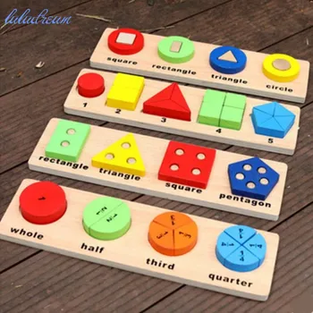 Geomeetriline Kujund Sobitamise Puzzle Montessori Puidust Mänguasjad, Varase Haridus Matemaatika Mänguasi 3D Puzzled Lastele