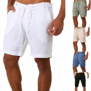 Meeste Suvel Lühikesed Püksid Puuvilla Beach Lühikesed Püksid Mens Fashion Hingavad Õhukesed Lühikesed Püksid Kerge Nöör-Lühikesed Püksid (Solid Color Lahe