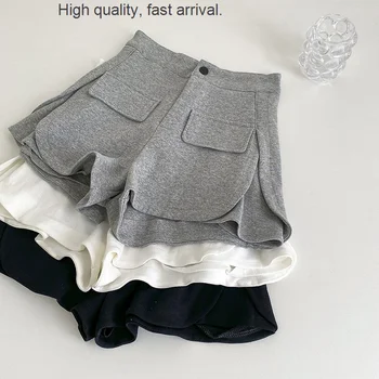 Suve Püksid Naiste Uus korea Stiilis Väike, Retro Disain - line Lai Jalg Salenemisele Kõrge Vöökoht lühikesed Püksid püksid naiste kõrge vöökoht