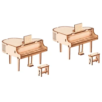Klaver Puidust Puzzle 3D Boxtoy Assamblee Muusikaline Mudel Varre Diy Grand Mehaaniline Pusle Haridus Kellavärk Kit Käed Käsitöö 
