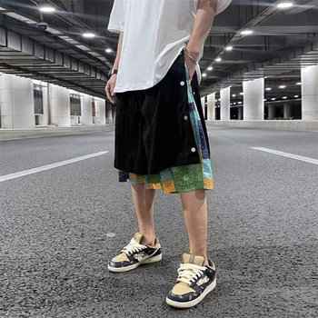 High Street Põlve Pikkusega Püksid Meestele Hip-Hop Streetwear Meeste Lühikesed Püksid Vabaaja Elastne Vöökoht lühikesed Püksid 2022 Suve Riided 1